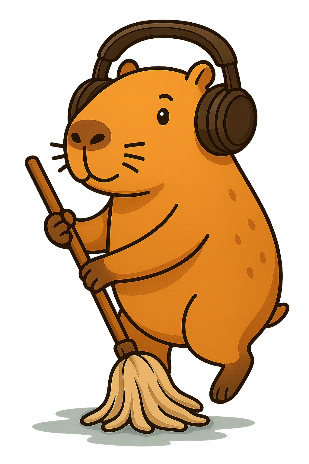 Капибара убирается дома